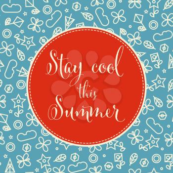 summer background with doodle floral elements. Vector format.