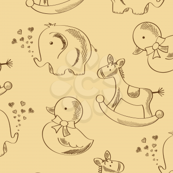 seamless pattern with retro toys, vector format