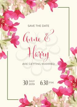 Beautiful floral wedding invitation in watercolor style, vector format, 5 inch x 7 inch