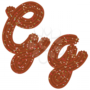 Tempting tipography. Font design. Icing letter. Sweet 3D letter  G of the chocolate cream and candy. Vector