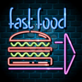 fast food neon advertising sign. Vector