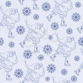 Christmas seamless pattern with Santa for Christmas background  wrapping paper, print. Vector