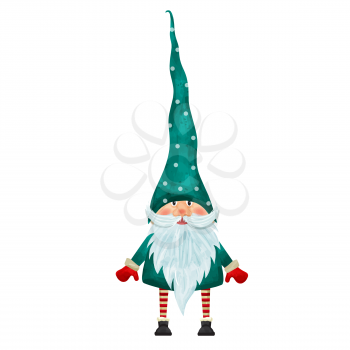 Watercolor Christmas gnome isolated on white background. Vector