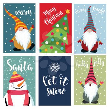 Christmas cards collection . Labels. Stickers. Flat design
