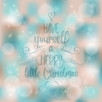 Pastel Christmas card with bokeh lights. Vector