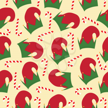 Christmas seamless pattern with elf hats. For christmas backgroud or paper wrapping