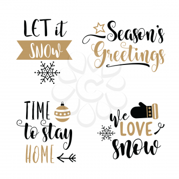 Christmas calligraphy collection isolated on white background. Vector