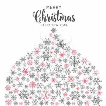 Christmas card with snowflakes. Flat design.
