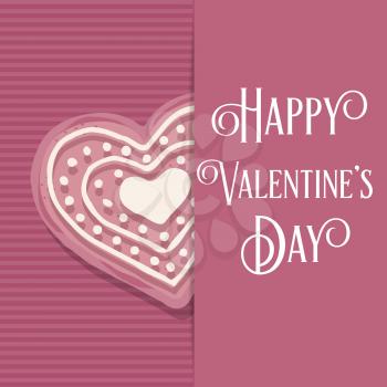 Valentine's day love card with pink heart cookie