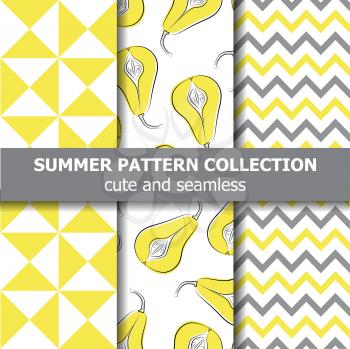 Delicious summer pattern collection. Pears theme. Summer banner. Vector.