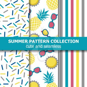 Juicy summer pattern collection. Pineapple theme. Summer banner. Vector.