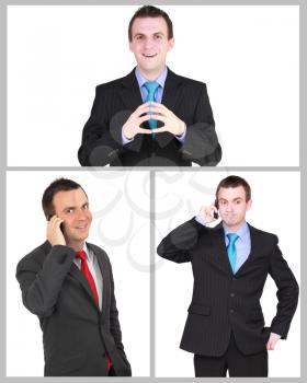 Set (collection) of european businessman.  Isolated over white background. 
