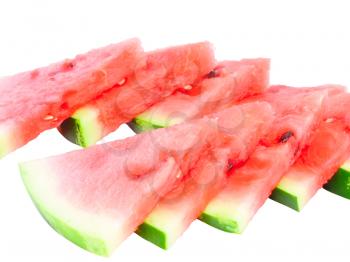 Slice of juicy watermelon. Isolated over white.