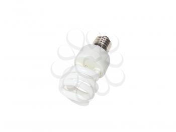 Power saving spiral lamp. Isolated over white.