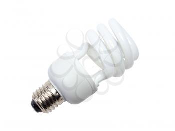 Power saving spiral lamp. Isolated over white.
