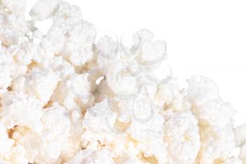 Fresh cottage cheese (curd) heap, isolated on white background.