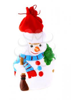 New Year decoration- snowman. Isolated over white