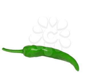 Green chili peppers. Isolated over white