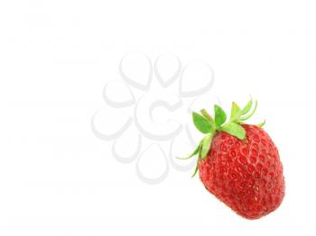 Single fresh strawberries. Isolated over white