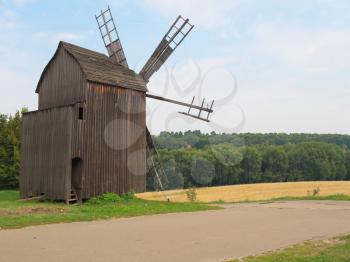Old windmill in the Ukrainian village, near the Kiev city. Ukraine.