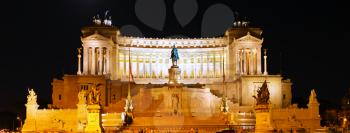 Venice Square in Rome, and the Monument of Victor Emmanuel . Night View. Italy