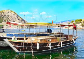 The  gulf and yacht  in Aegean  Sea ,Turkey