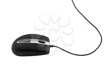 Black computer mouse on white background. Isolated.