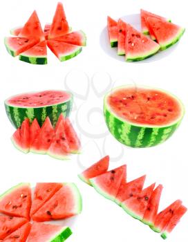 Collage(set) of watermelon on white background. isolated