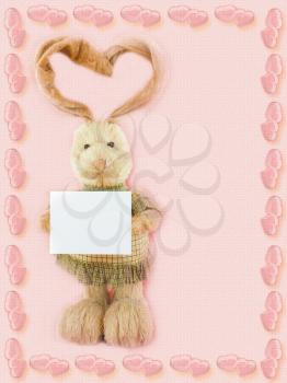 Postcard St. Valentine Day  with rabbit.