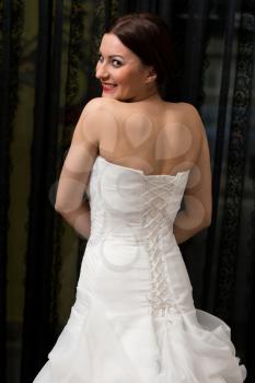 Back Of Brides Wedding Dress
