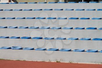 Plastic Blue Seats On Football Stadium