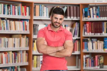 Portrait Of Clever Arabic Student In College Library - Shallow Depth Of Field