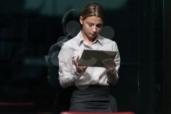 Young Businesswoman In Formalwear Working On Digital Tablet And While Working In The Office - Successful Business Woman At Work