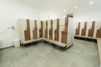 Modern Interior Of A Locker Changing Room In Fitness Center Gym