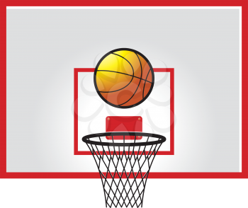 Royalty Free Clipart Image of a Backetball Going in Net