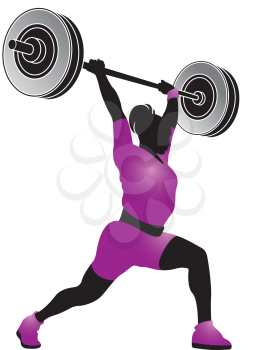 Royalty Free Clipart Image of a Woman Weight Lifting