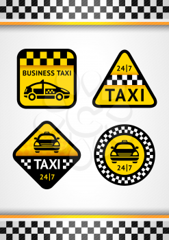 Racing Background vertical and Taxi - set retro stickers, vector illustration 10eps