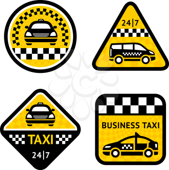 Taxi - set four stickers, vector illustration isolated on a white background