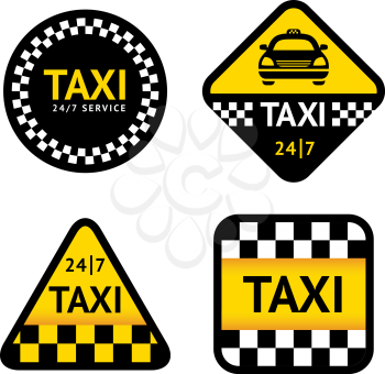 Taxi - set stickers, vector illustration isolated on a white background
