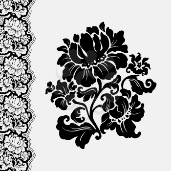 flower and border lace, design element, vector
