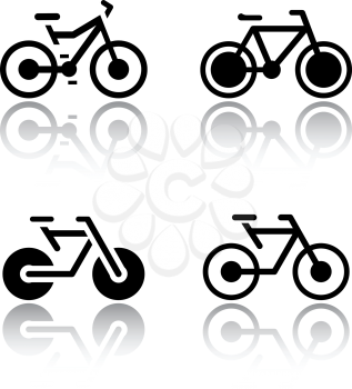 Set of transport icons - bikes, vector illustrations, set silhouettes isolated on white background.