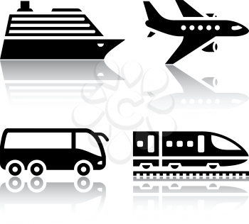Set of transport icons - tourist transport
