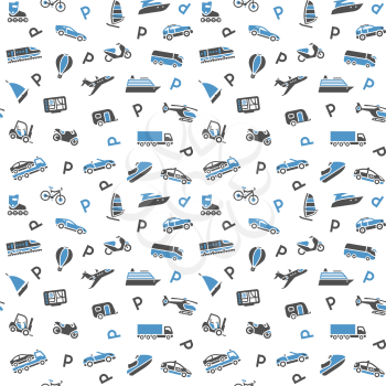 Seamless background, transport icons, wallpaper. 10eps