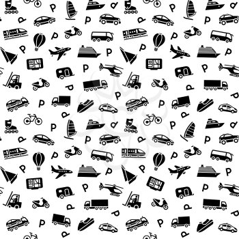 Seamless background, transport icons, wallpaper, wrapping paper