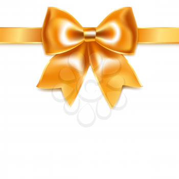 Golden bow of silk ribbon, isolated on white background. Vector illustration saved in file format EPS v. 10