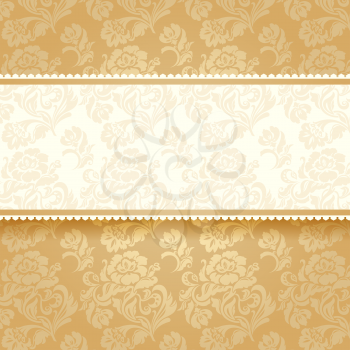 Golden flower on background. Square vector illustration 10eps