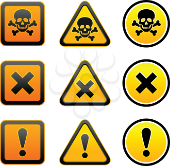 Hazard warning symbols, set