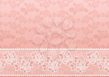 Lace Rose, Flower background with lace, seamless template, vector