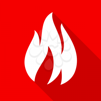 Fire flames, set icons with shadow on a square shape-01