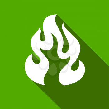 Fire flames, set icons with shadow on a square shape-05